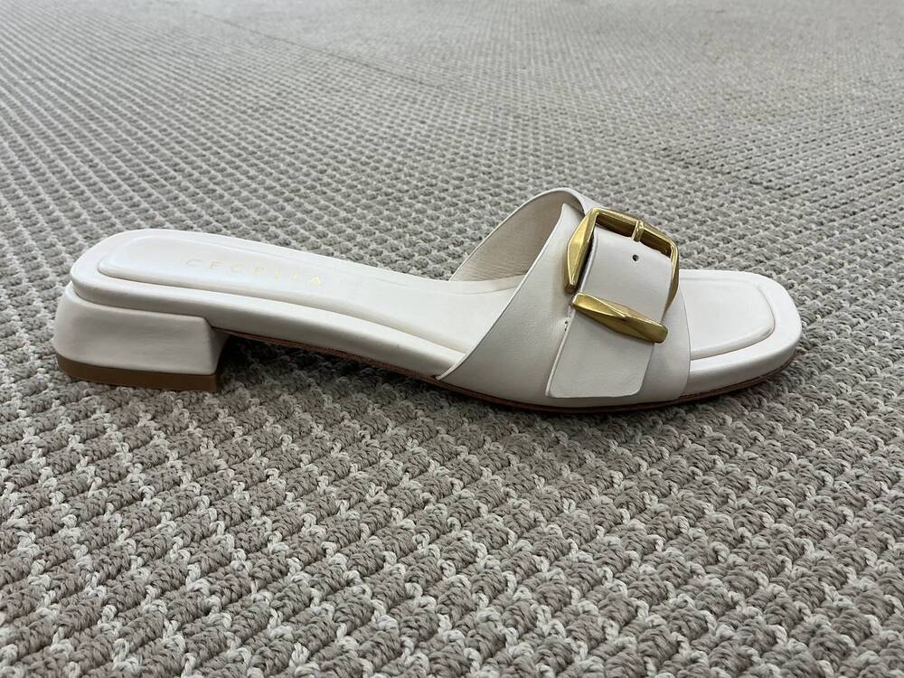 NEW CECELIA NEW YORK women's bonnie buckle sandals in bone